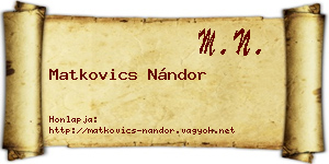 Matkovics Nándor névjegykártya