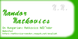 nandor matkovics business card